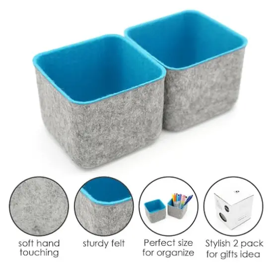 Welaxy Felt 2 Piece Storage Cubes Turquoise {5}