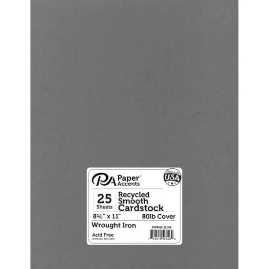 PA Paper&trade; Accents 8.5" x 11" 65lb. Recycled Cardstock, 25 Sheets Wrought Iron {1}