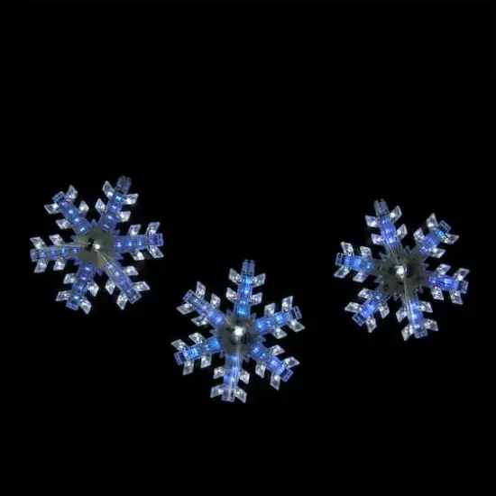 3ct. Cascading White and Blue LED Snowfall Snowflake Christmas Light Set {3}