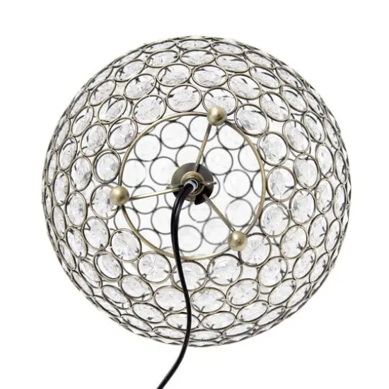 Lalia Home 10" Antique Brass Elipse Crystal Orb Table Lamp {11}