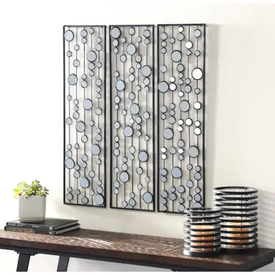 36" Black Metal Glam Abstract Panel Wall D&eacute;cor Set, 3ct. {3}
