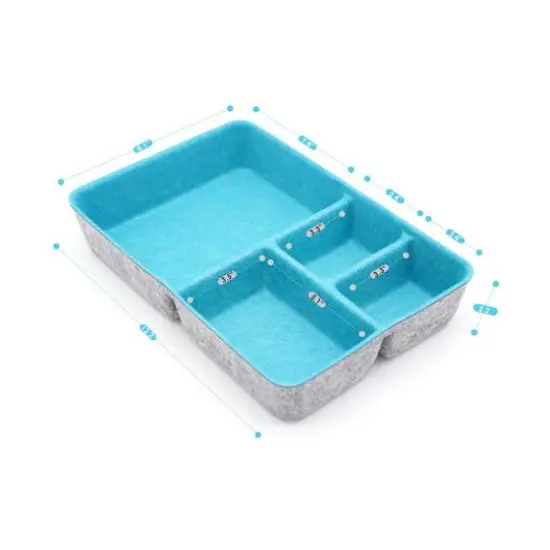 Welaxy 2 Piece Felt 4 Compartment Drawer Organizer Trays Turquoise {6}