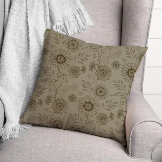 Sunflower Icons Throw Pillow Brown {4}