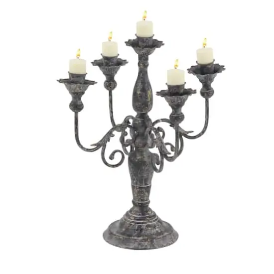 19" Gray Iron Vintage Candlestick Holders {1}