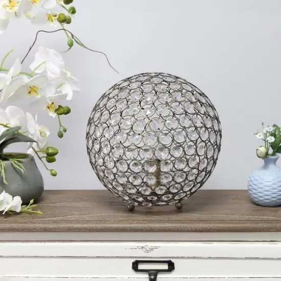 Lalia Home 10" Antique Brass Elipse Crystal Orb Table Lamp {5}