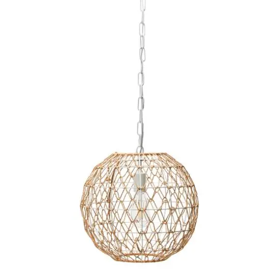 Hello Honey&reg; Robert Stevenson Lighting Alaina 14" Natural Paper Rope & Metal Ceiling Light {9}