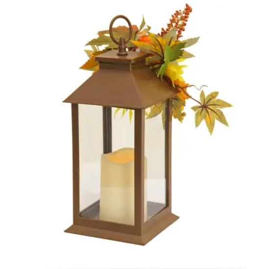 14" Harvest Lantern Decoration with LED Candle {5}