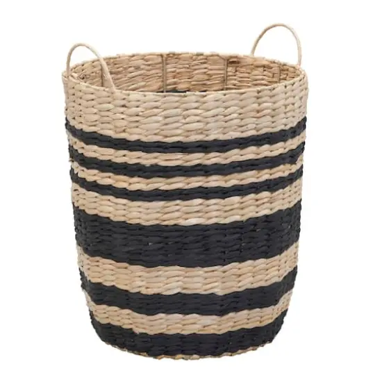 Household Essentials 18" Black & Natural Cattail & Paper Banded Basket {1}