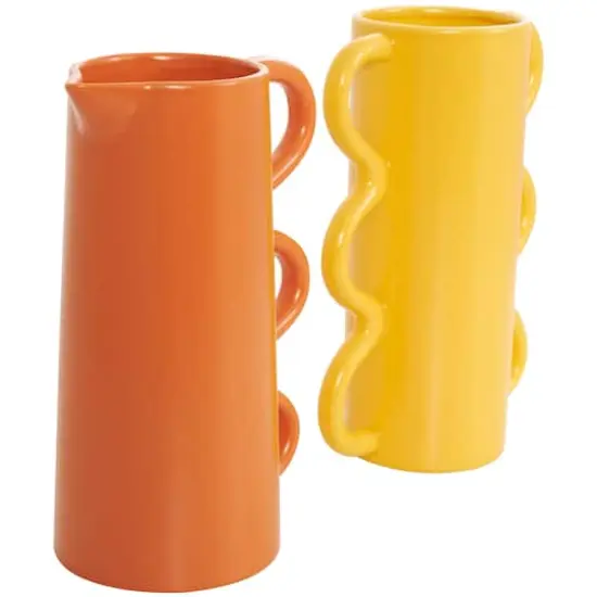 CosmoLiving by Cosmopolitan Bright Ceramic Wavy Handle Vase Set {9}