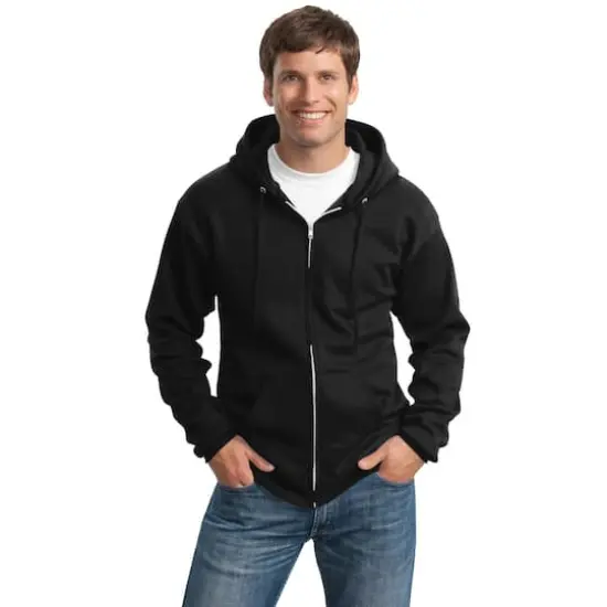 Port & Company&reg; Tall Essential Fleece Full-Zip Hooded Sweatshirt Jet Black {3}