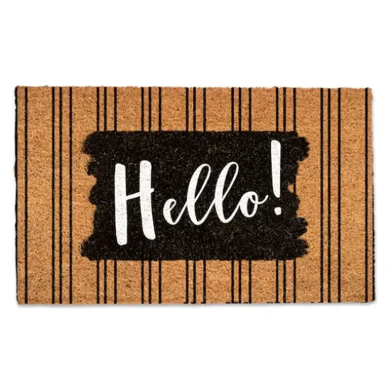 Hello Black Stripes Doormat {1}