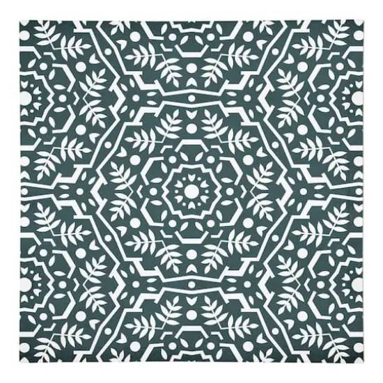 Folk Floral Teal 10" x 10" Cotton Twill Napkin {1}
