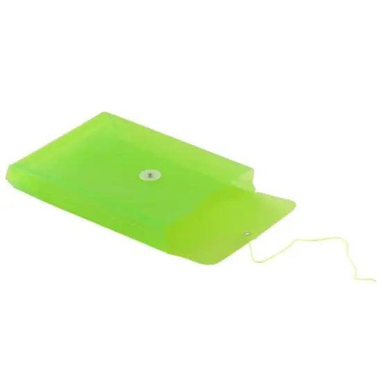 JAM Paper 6.25" x 9.25" Lime Green Button & String Closure Plastic Envelope, 12ct. {5}