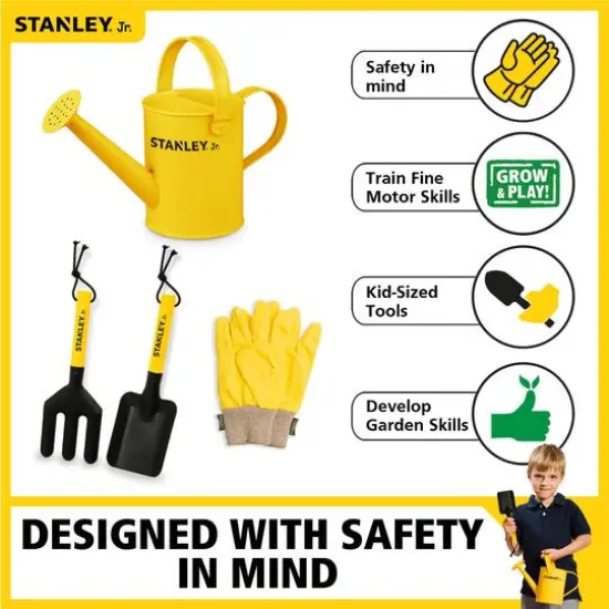 Red Toolbox Stanley Jr 4-Piece Garden Hand Tool Set With Gloves {6}