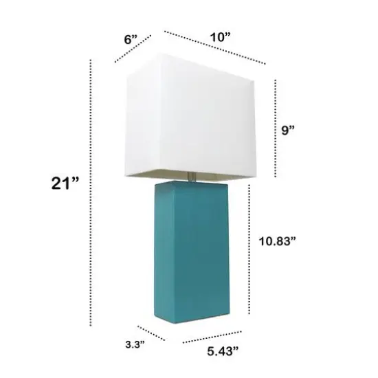 Lalia Home Lexington 21" Leather Home Décor Table Lamp Teal {4}