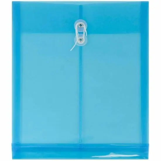JAM Paper 9.75" x 13" Blue Plastic Button String Open End Envelopes, 24ct. {1}