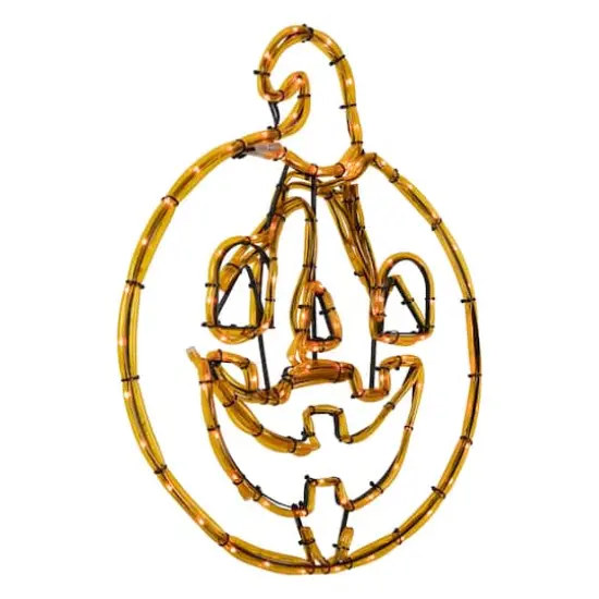 18" Orange Jack-O-Lantern 4 Function LED Halloween Window Silhouette {4}