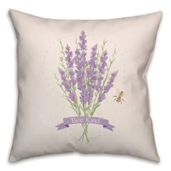 Bee Kind Lavendar 18" x 18" Throw Pillow {1}