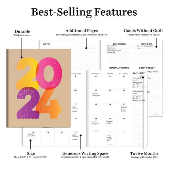 TF Publishing Medium 2024 Kraft Stamped Monthly Planner {3}