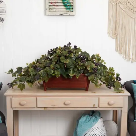 18" Grape Leaf in Rectangular Decorative Planter {4}