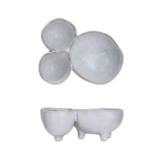 Hello Honey® 8" Cream 3-Section Stoneware Footed Serving Dish {3}