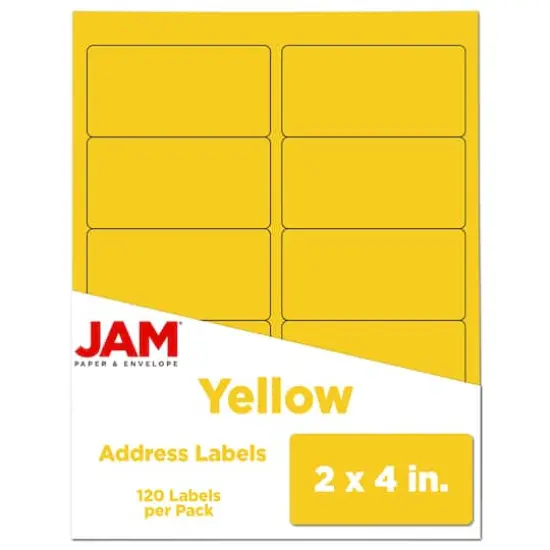 JAM Paper Standard Address Labels, 120ct. Yellow {1}