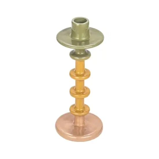 Hello Honey&reg; 9" Enameled Decorative Metal Taper Candle Holder {1}