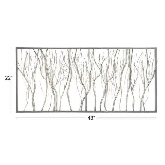 Silver Metal Contemporary Tree Branch Wall Decoration {4}