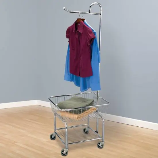 Household Essentials Rolling Laundry Cart with Basket {4}