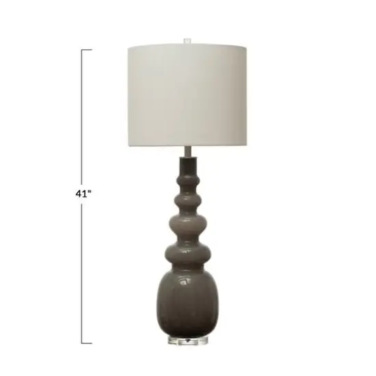 Hello Honey® 41" Glass Floor/Table Lamp with White Linen Shade {7}