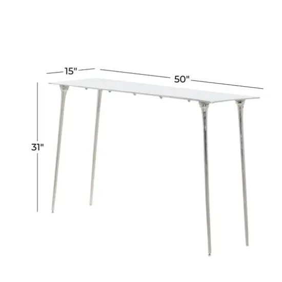 Silver Aluminum Glam Console Table, 50" x 15" x 31" {9}