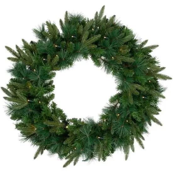 2.5ft. Pre-Lit Mixed Rosemary Emerald Angel Pine Artificial Christmas Wreath {4}