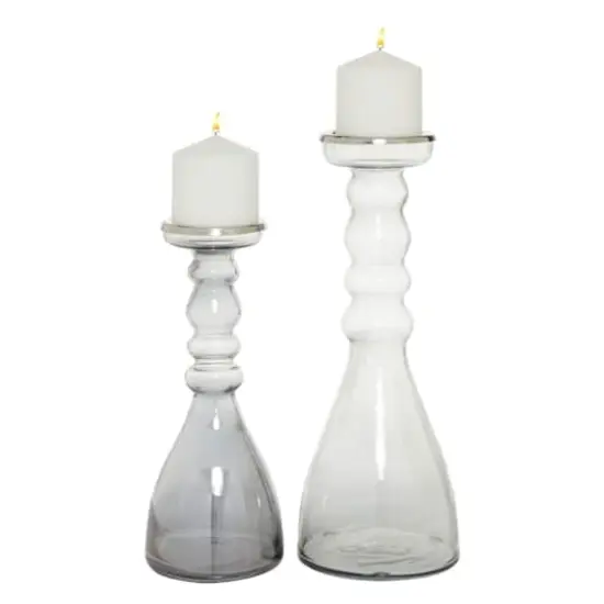 Glass Contemporary Candle Holder Set {1}