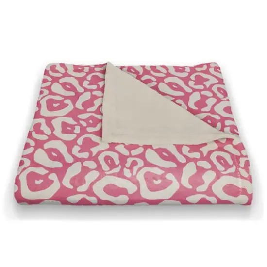 Pink & Cream Cheetah Fleece Throw Blanket {3}