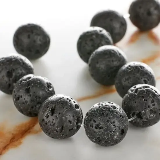 Black Natural Lava Round Beads, 12mm by Bead Landing&trade; {3}