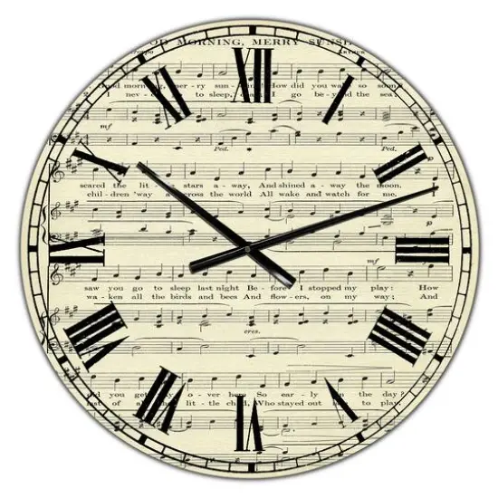 Designart 'Goodmorning Merry Sunshine Music Score Large Cottage Wall Clock {1}