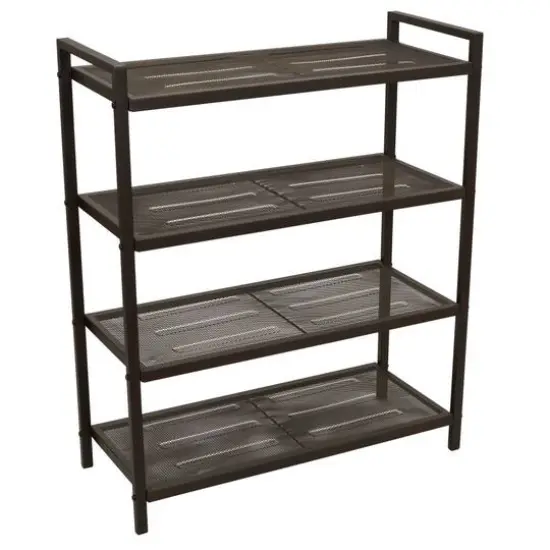Household Essentials 32" 4-Tier Metal Shoe Rack Brown {1}