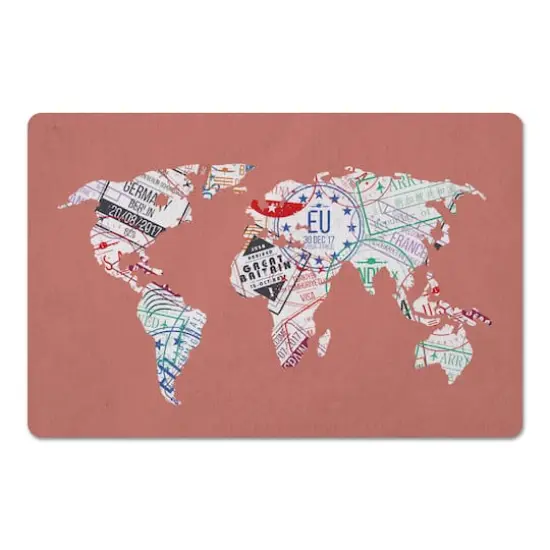 World Map Stamps 27" x 18" Floor Mat {4}