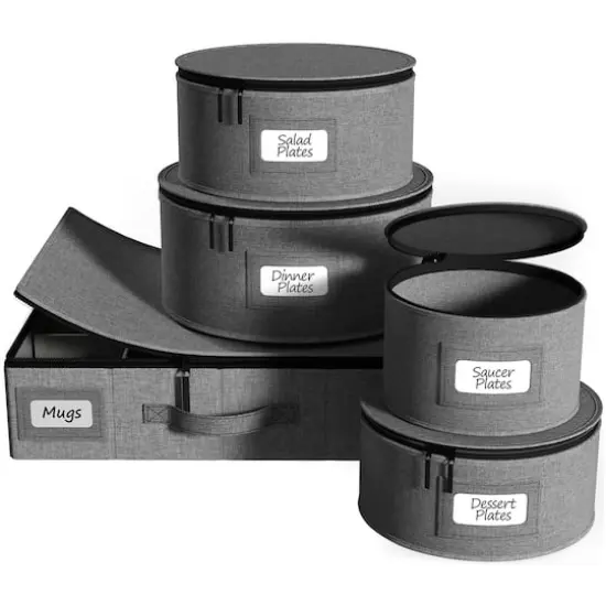 Sorbus Gray Dinnerware Storage Set {1}