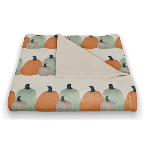 Thankful Pumpkins Coral Fleece Throw {3}