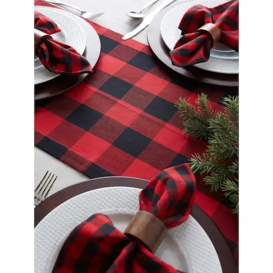 DII&reg; 72" Buffalo Check Table Runner Tango Red/Black {5}