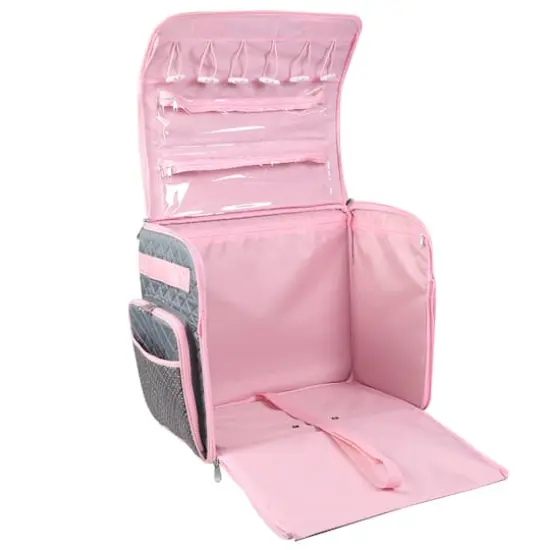 Everything Mary Pink & Gray Collapsible Deluxe Sewing Storage Case {5}