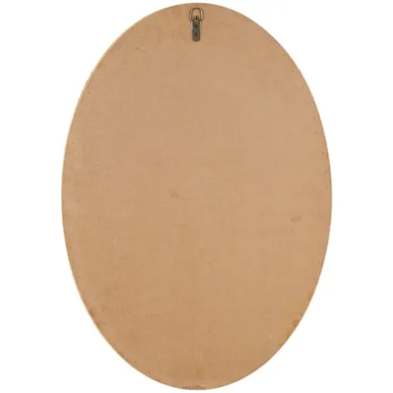 28" Brown Bamboo Wrapped Oval Wall Mirror with Beaded Frame Décor {7}