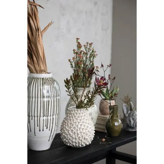 Hello Honey&reg; 10" Cream Round Embossed Stoneware Formed Vase {5}