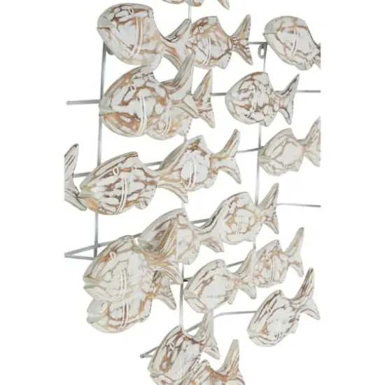 37" White Wood Fish Coastal Wall Decor {5}