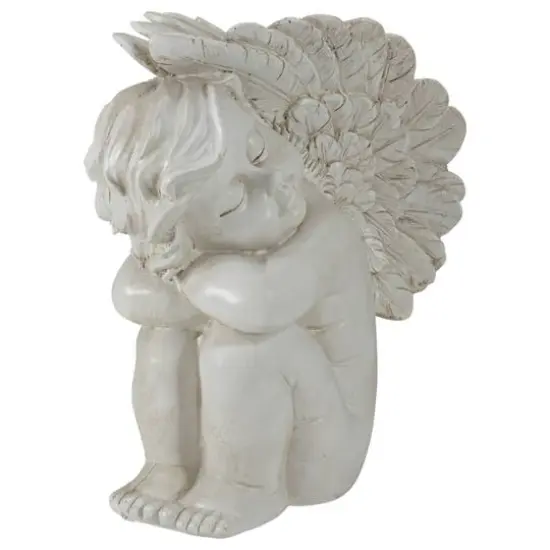 7" Heavenly Gardens Gray Left Facing Sleeping Cherub Angel Outdoor Garden Statue {4}