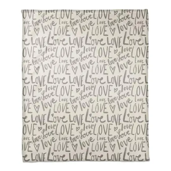 Love Typography 50" x 60" Coral Fleece Blanket {1}