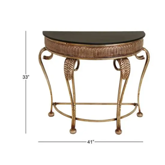 Gold Traditional Metal Console Table, 33" x 41" {6}
