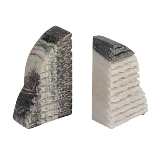 Hello Honey&reg; 5" Black M&eacute;lange Carved Marble Bookend Set {1}