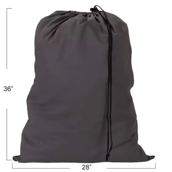 Household Essentials 36" Cotton Drawstring Laundry Bag Gray {3}